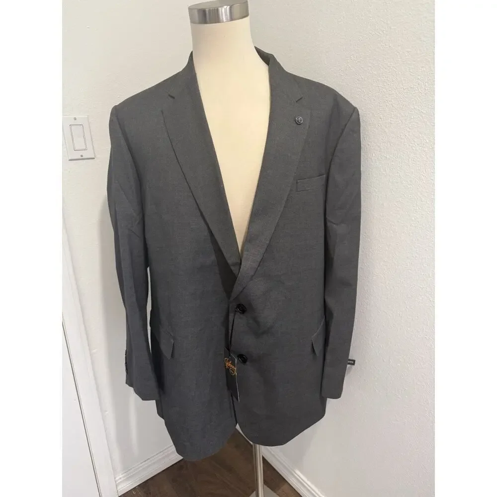 Johnny Bigg Men's Matteo Textured Charcoal‎ Stretch Blazer Size 54 NWT